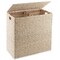 Casafield 2-Section Laundry Hamper with Removable Liner Bags, Woven Water Hyacinth Double Laundry Basket Sorter for Clothes and Towels